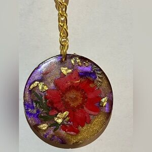 Crimson Bloom Keychain-Handmade by Ruby Reyna Arts rising